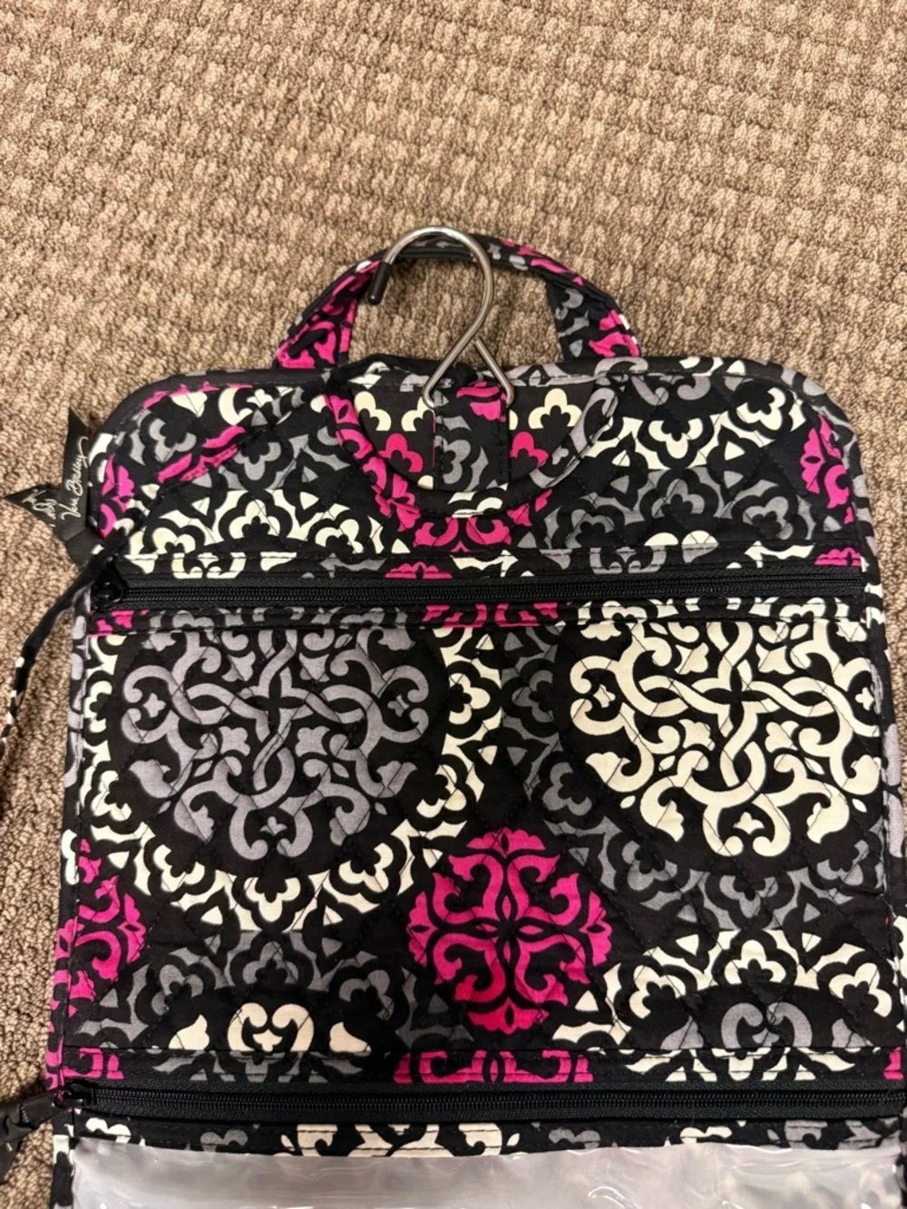 Vera Bradley Black, White & Hot Pink Quilted Cosmetic Organizer